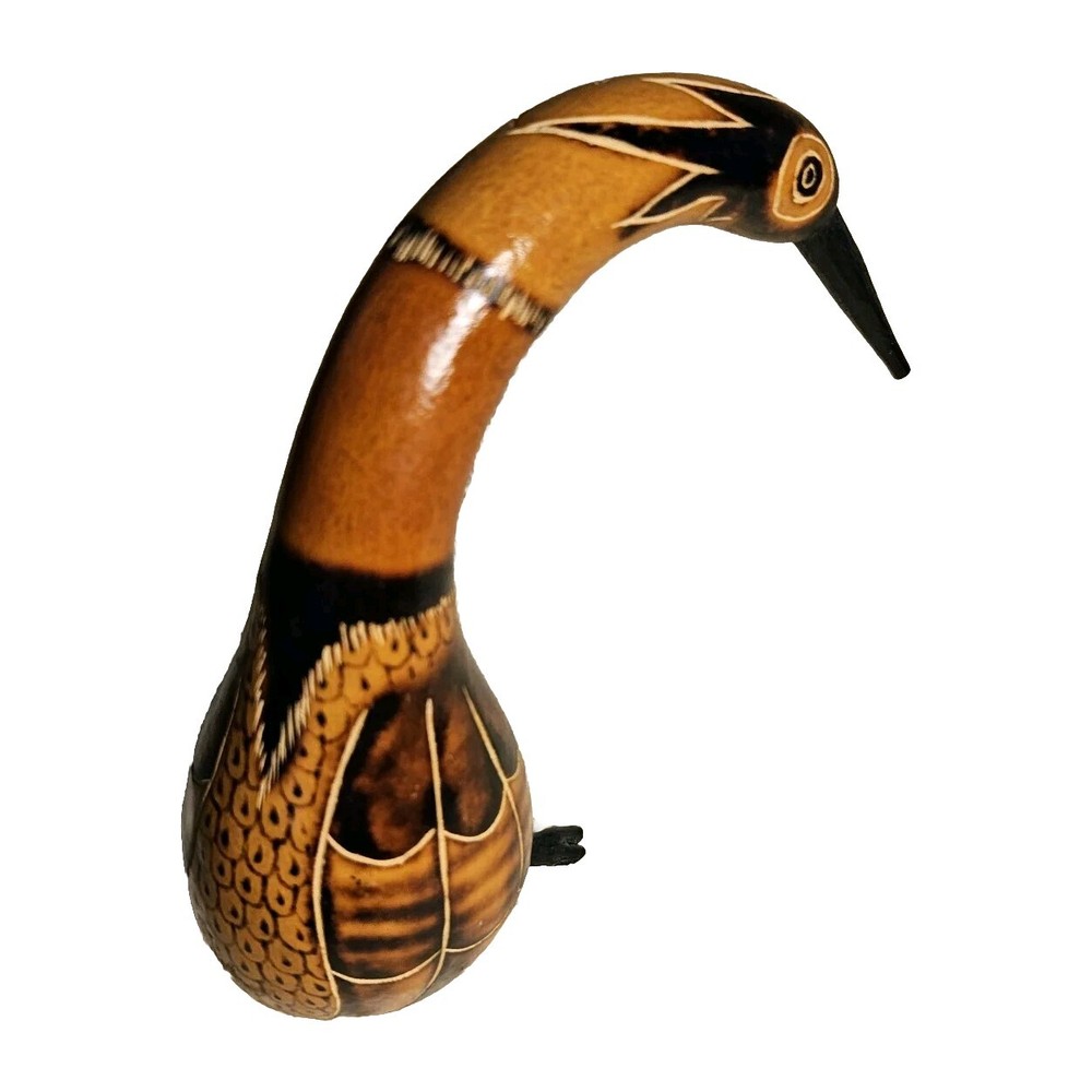 Hand Painted Andean Peruvian Bird Gourd 5 1/2"