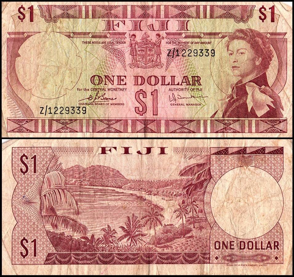 Fiji 1 Dollar, 1974, P-71bz, Used, REPLACEMENT