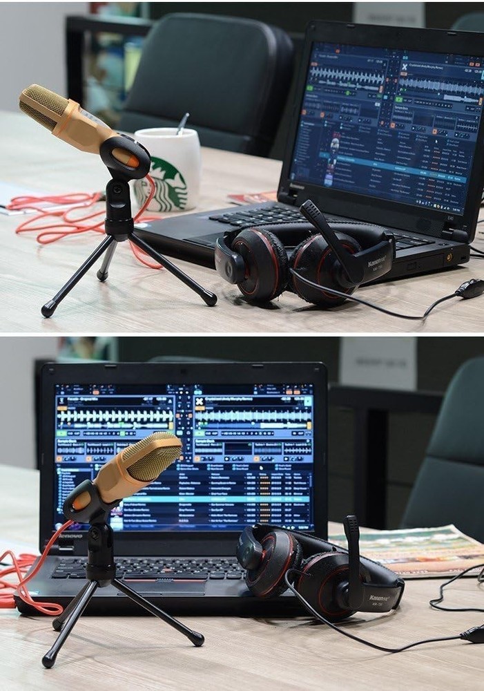 Computer Microphone,Condenser Microphone,3.5MM Plug and Play Omnidirectional Mic