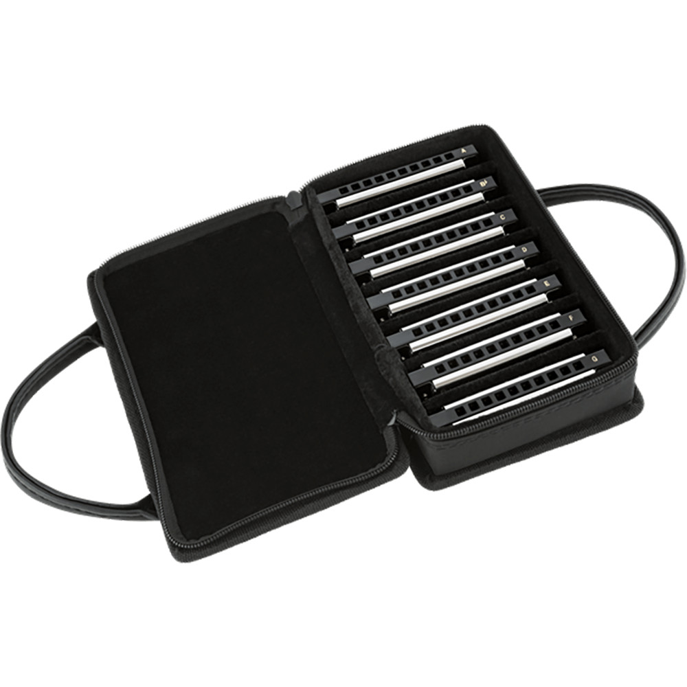 Fender Blues Deluxe Harmonica, Pack of 7, with Case