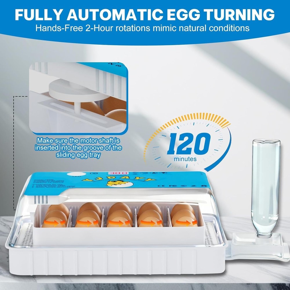 15-35 Eggs Incubator with Automatic Egg Turning and ℉Temperature Display LED ...
