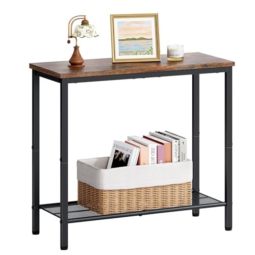 2 Tier End Table, Sofa Side Table, Narrow Side Table with 1 Pack Brown