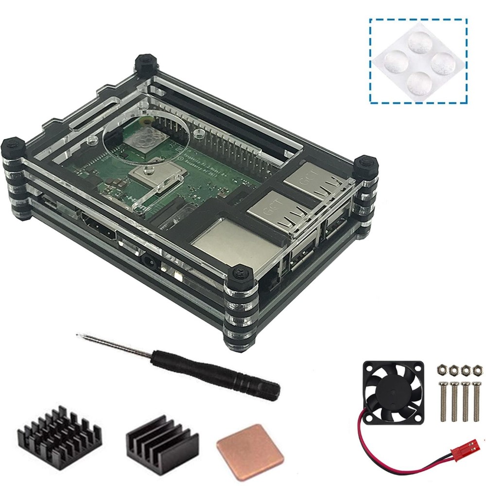 9 Layers Acrylic Transparent Case With Cooling Fan For Raspberry Pi 3B+/3B A