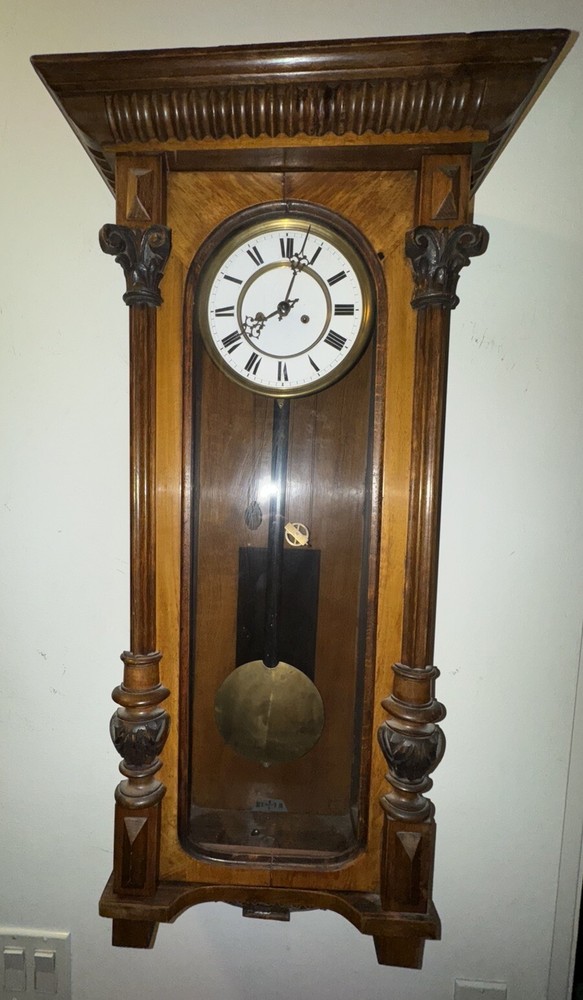 Large Antique 2 Weight Vienna Regulator Wall Clock