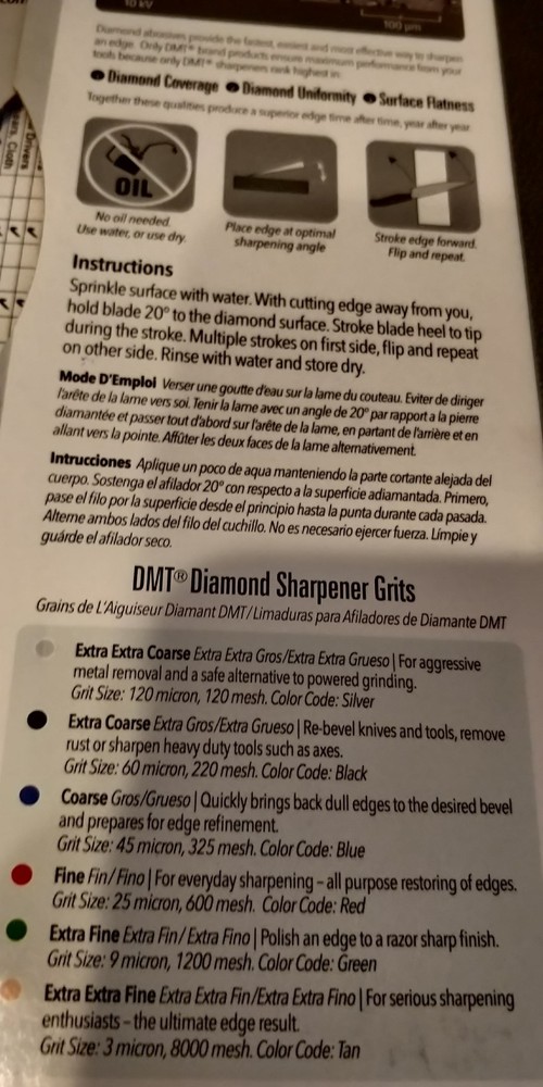 DMT DiaSharp Bench Stone D10F 10" FINE Sharpening Whetstone