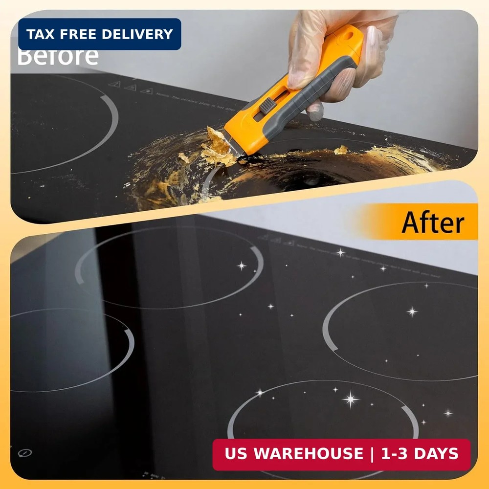 Razor Blade Scraper Tool with 15pcs Extra Blades, Cleaning Razor Scraper for Gla