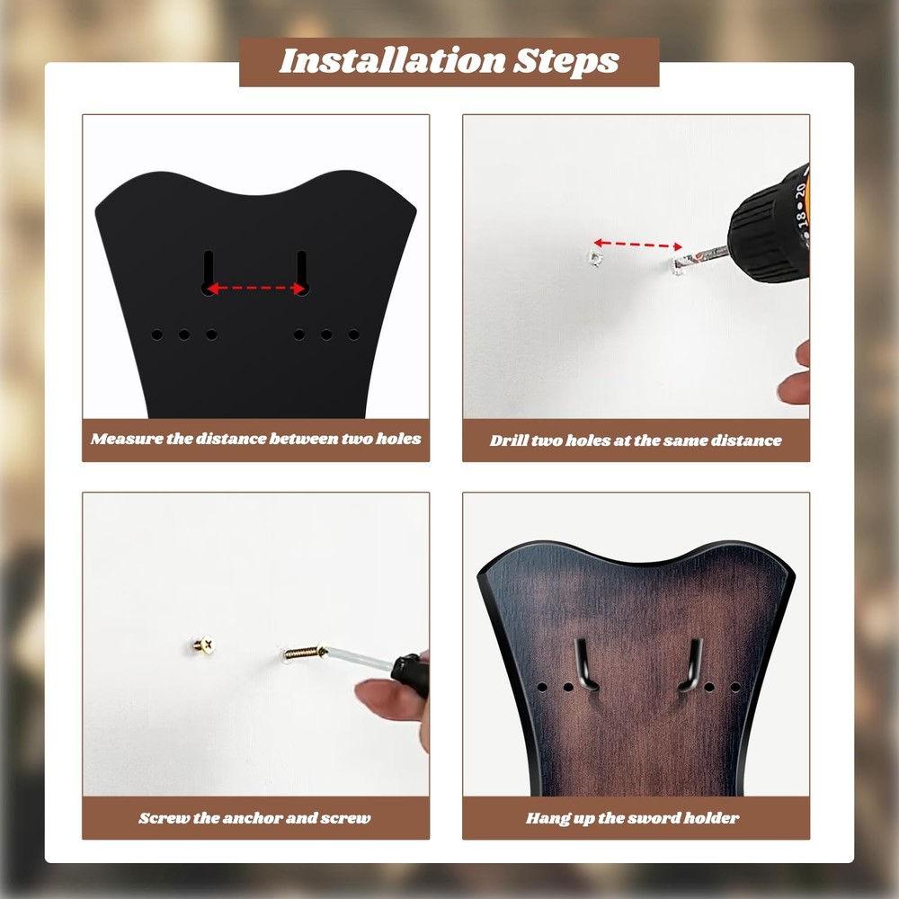 �Sword Plaque Wall Mount Vertical Display Stand for Bow Dagger Axe Medium�