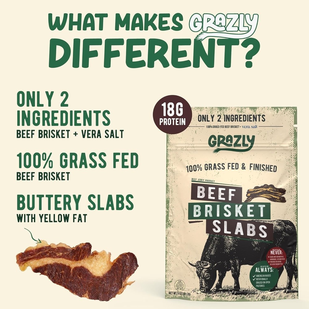 Grass-Fed Beef Brisket Slabs - High-Protein Snack