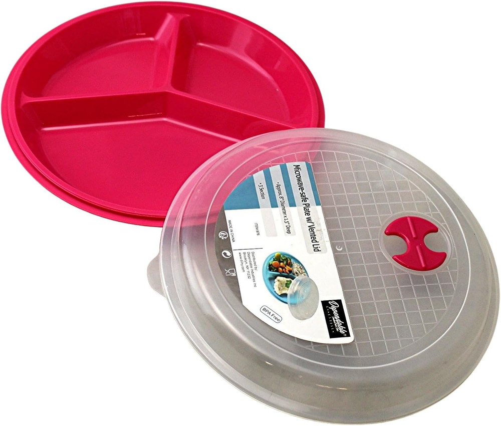 4-Pack Divided Microwave Plates with Vented Lids – Bpa-Free, Stackable Meal Prep