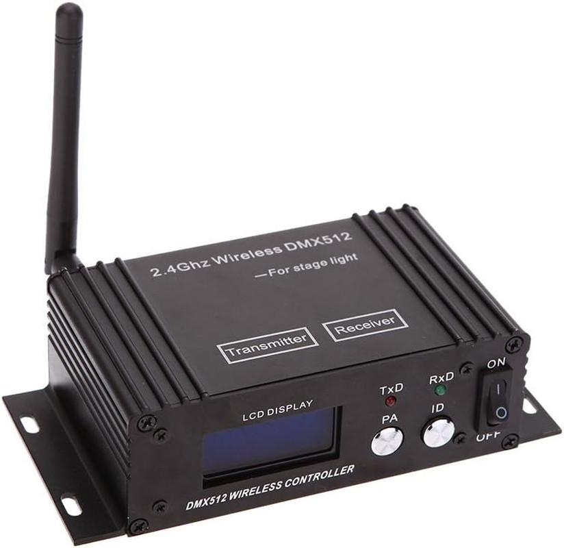 DMX 512 Controller 2.4G Wireless Transmitter Receiver LCD Display Power Adjustab