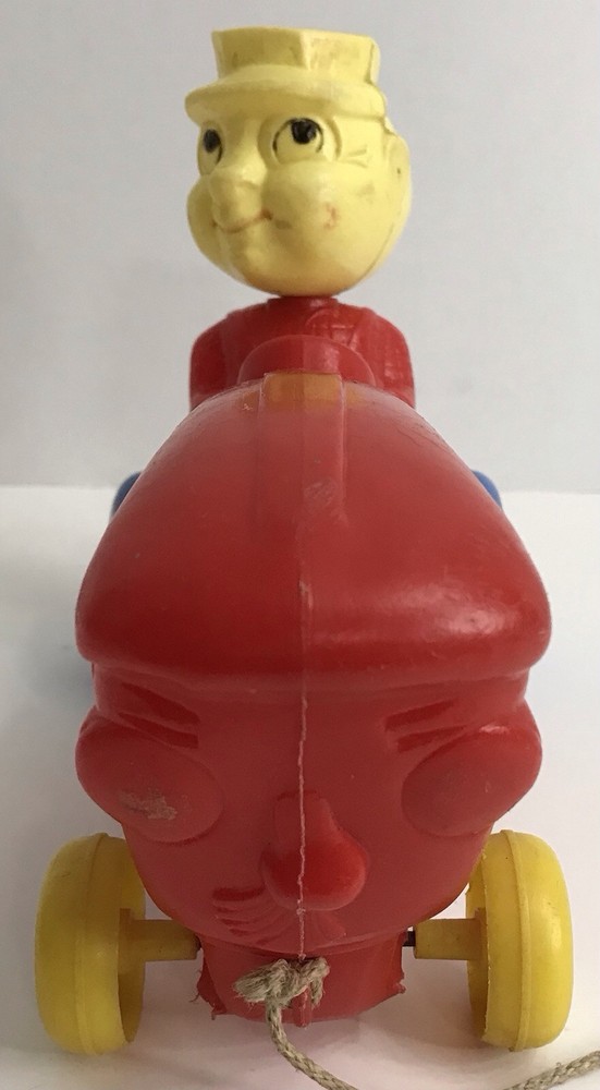 Empire Tractor & Farmer Bobble Head Pull Toy Blow Mold Original Pull String READ