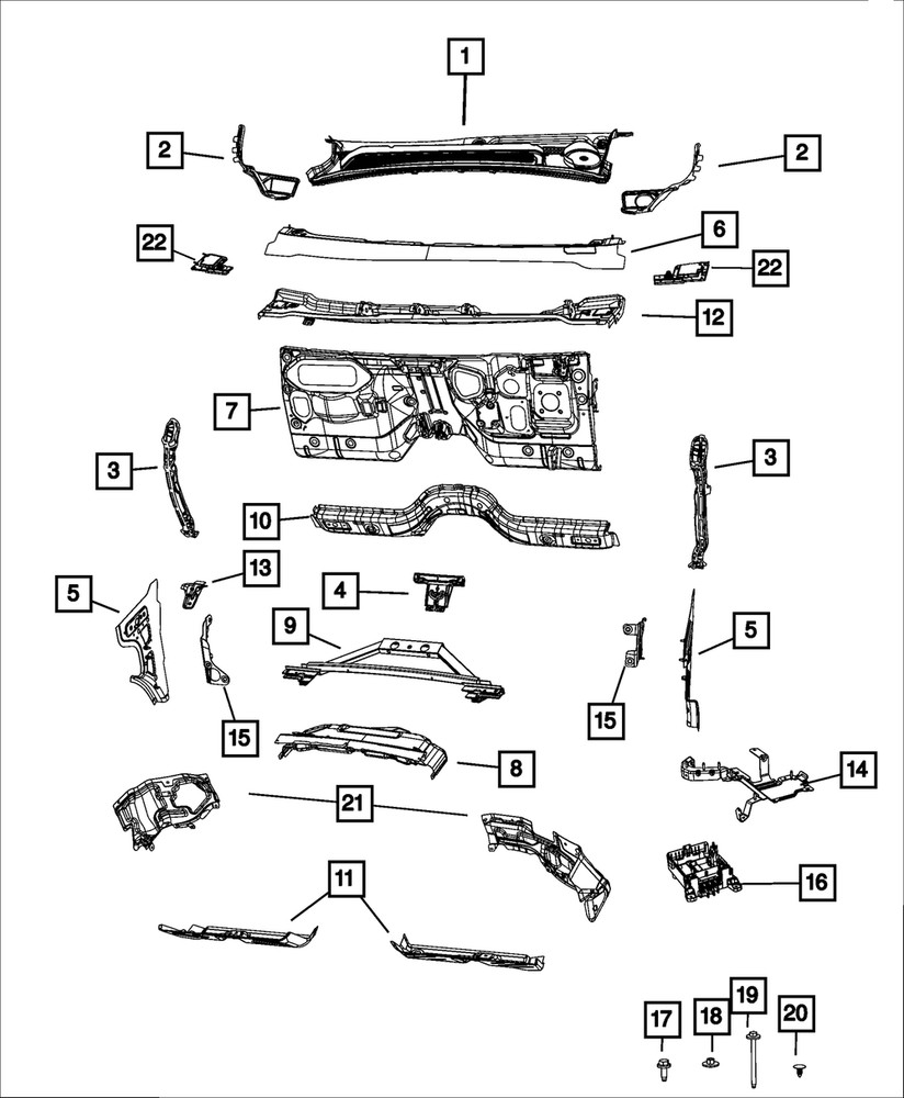 Genuine Mopar Cowl Side Trim Panel Right 68361995AA