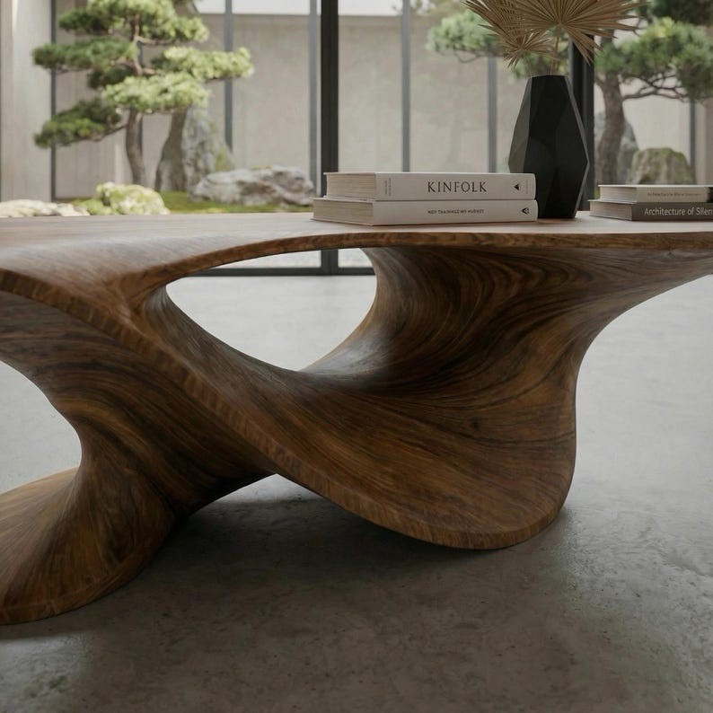 Solid Wood Coffee Table, Hand Carved