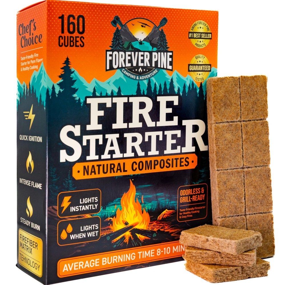 Fire Starter Cubes, 160 pcs - Value Pack - Firestarter Squares for Fireplace,...