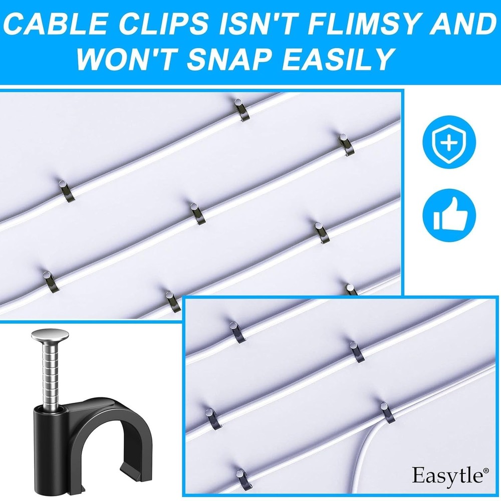 "Assorted Sizes Black Cable Tacks - Essential Tool for Easy Cable Management "