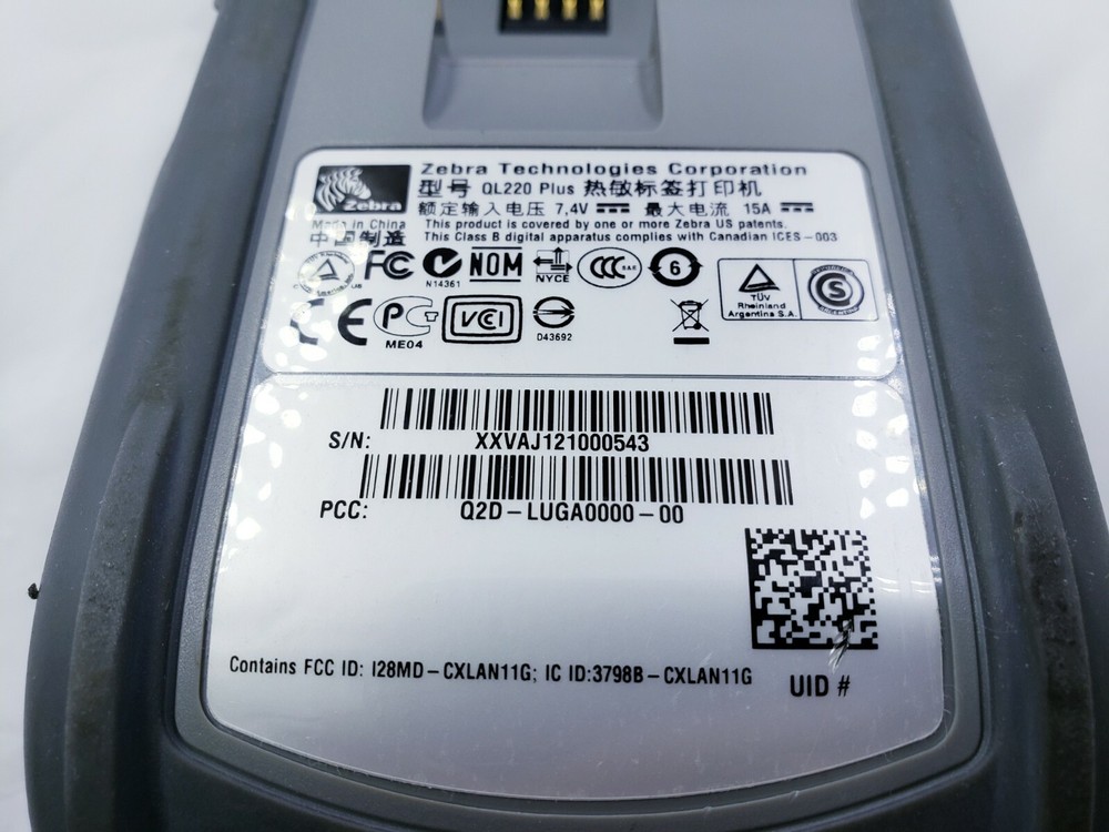 Zebra QL220 Plus Q2D-LUGA0000-00 Portable Barcode Label Wireless Printer QL220+