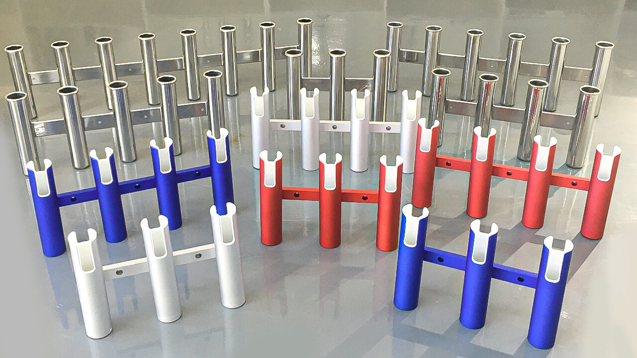 Aluminum 3/4 Tubes Marine Fishing Rod Holder for Boat  Blue/Red/Gold/Silver