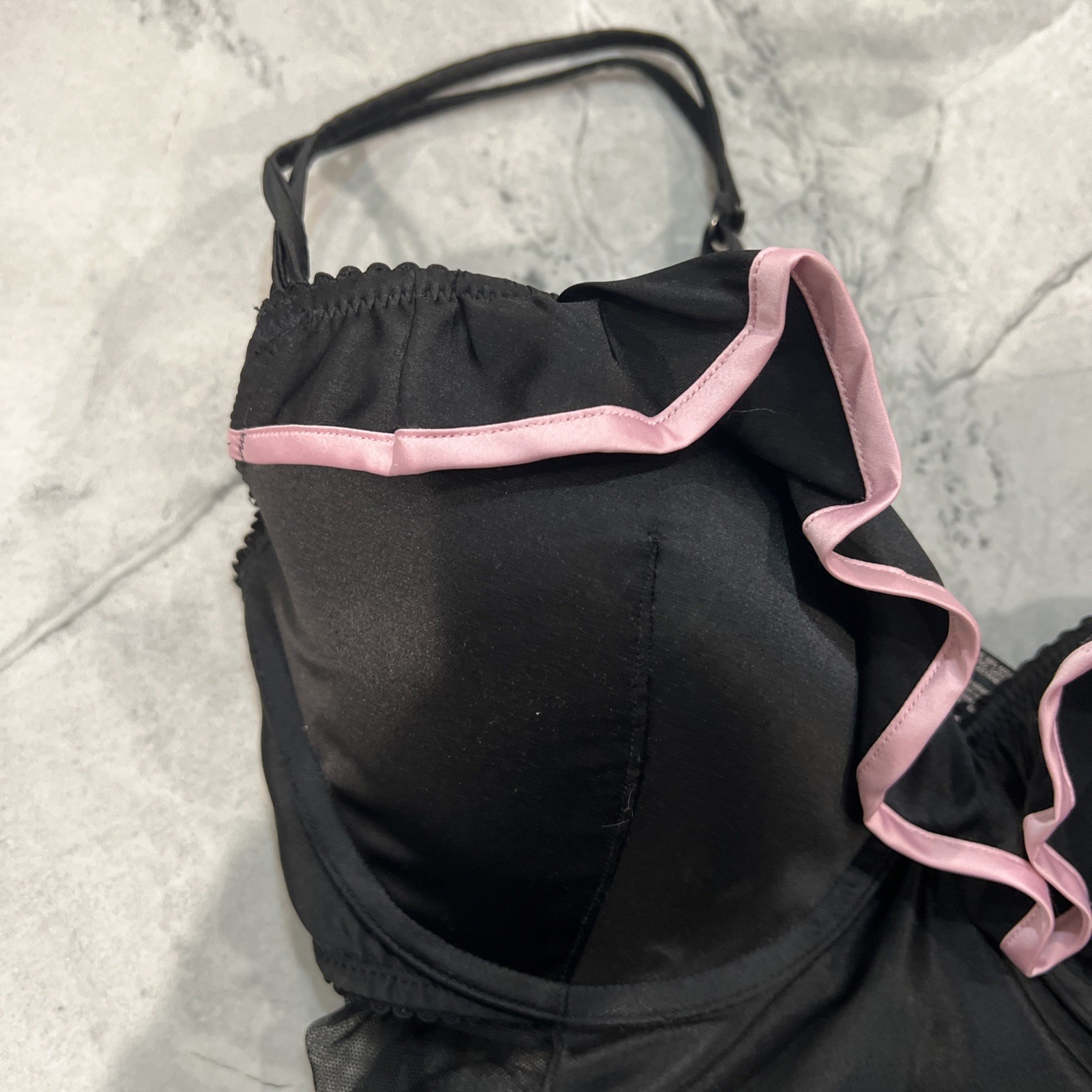 Vintage Y2K Victoria Secret Sexy Little Things Ruffle Bustier Black & Pink 36D