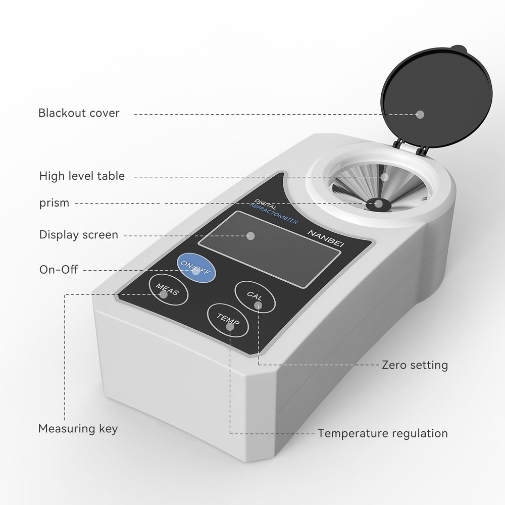 NANBEI 0-55% Digital brix Refractometer with ATC, Portable Brix Meter