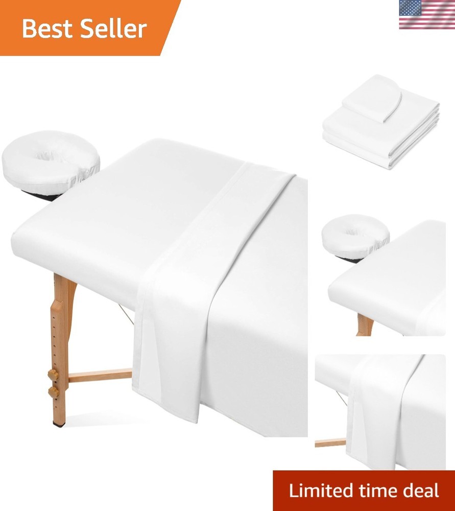 Luxurious 3-Piece Microfiber Massage Table Sheet Set – Ultimate Comfort in White