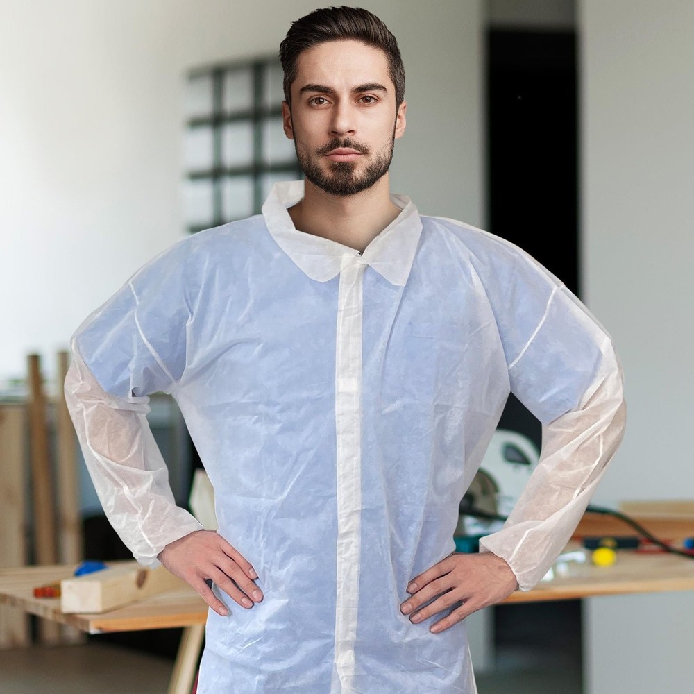 Disposable Polypropylene Coats Disposable Coats 3XL - 50 Pack