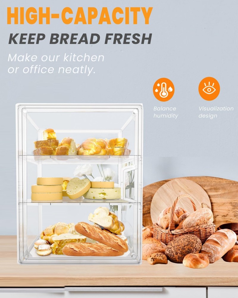 Bread Box,Large Bread Boxs for Kitchen Countertop - 4 Layers Adjustable Bread...