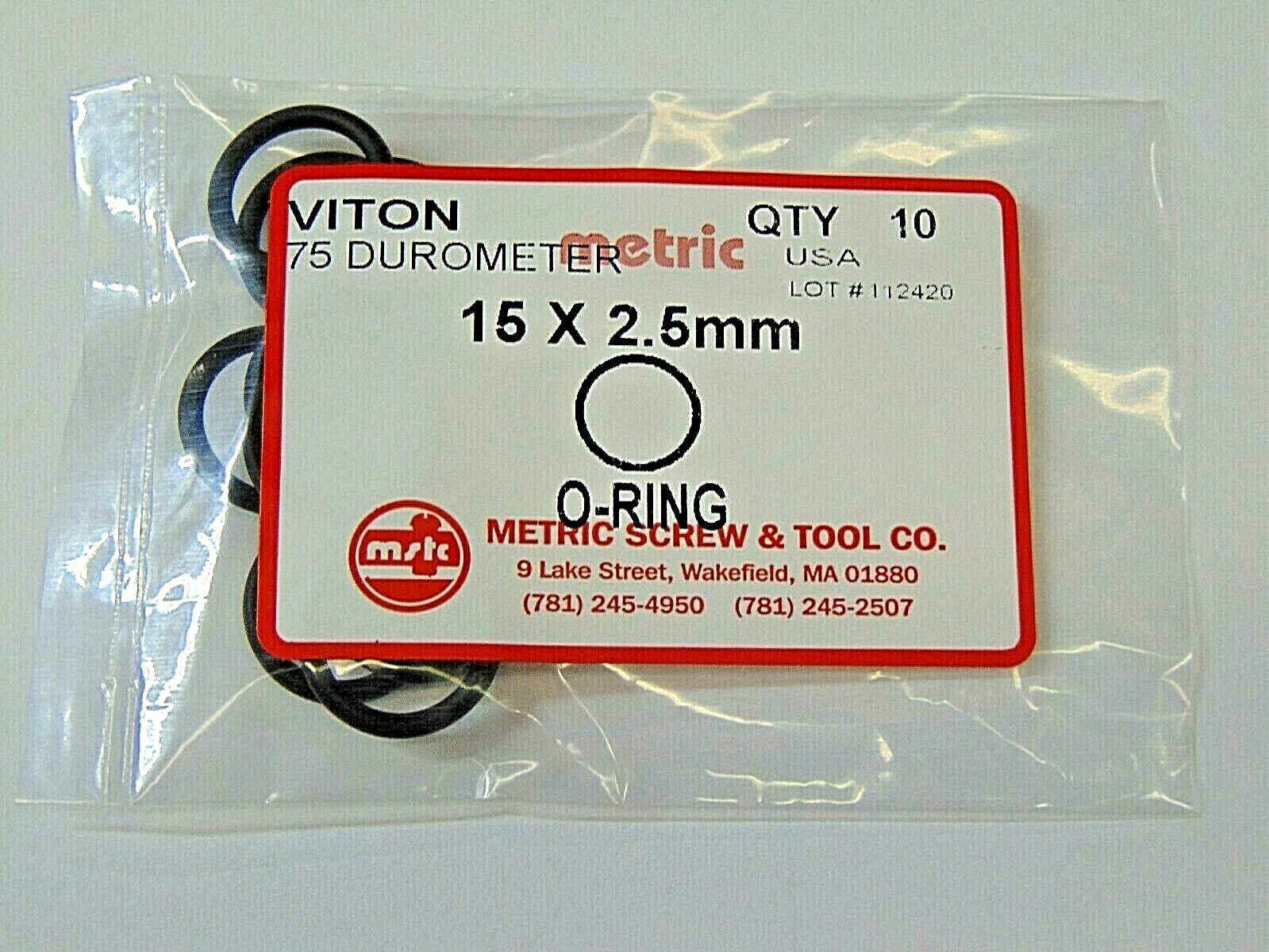 15 x 2.5mm VITON O-RING, BAG OF 10 PIECES, Made in the USA, 20mm OD