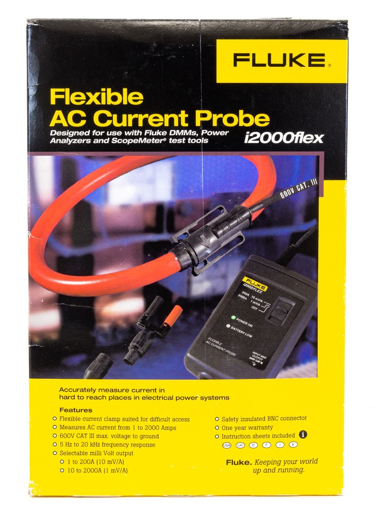 Fluke i2000 Flex AC Current Probe Clamp for Multimeters and Oscilloscopes 2000A