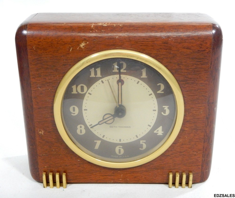 Seth Thomas MCM Wood Desk Clock Model ECHO-3E