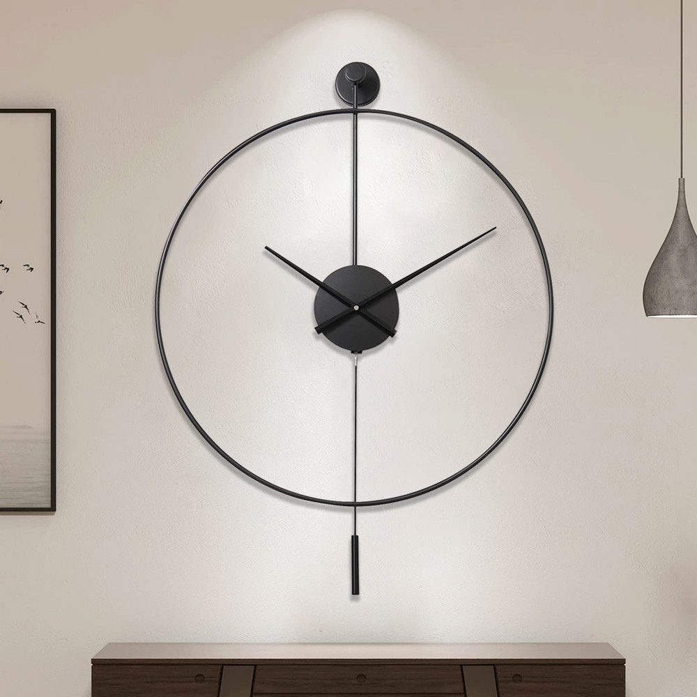 YISITEONE Classical Large Decorative Wall Clock with Pendulum, Modern Non-Tic...