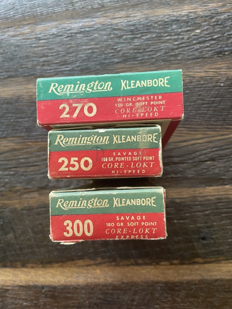Three Vintage Empty Remington Kleenbore Ammo Boxes