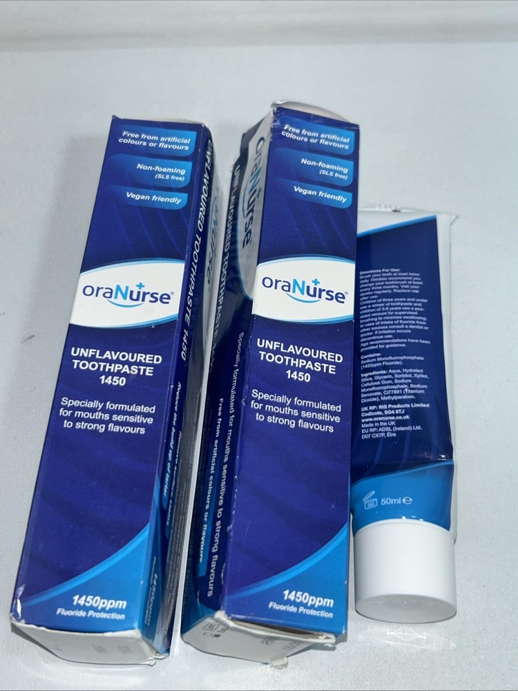3 Sealed Ora Nurse Unflavored Toothpaste Vegan Missing One Box
