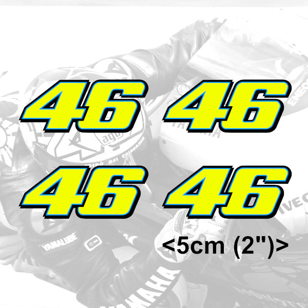 Rossi Sticker 46 FLUORESCENT YELLOW vinyl (2013)  4 x 5cm 2" stickers