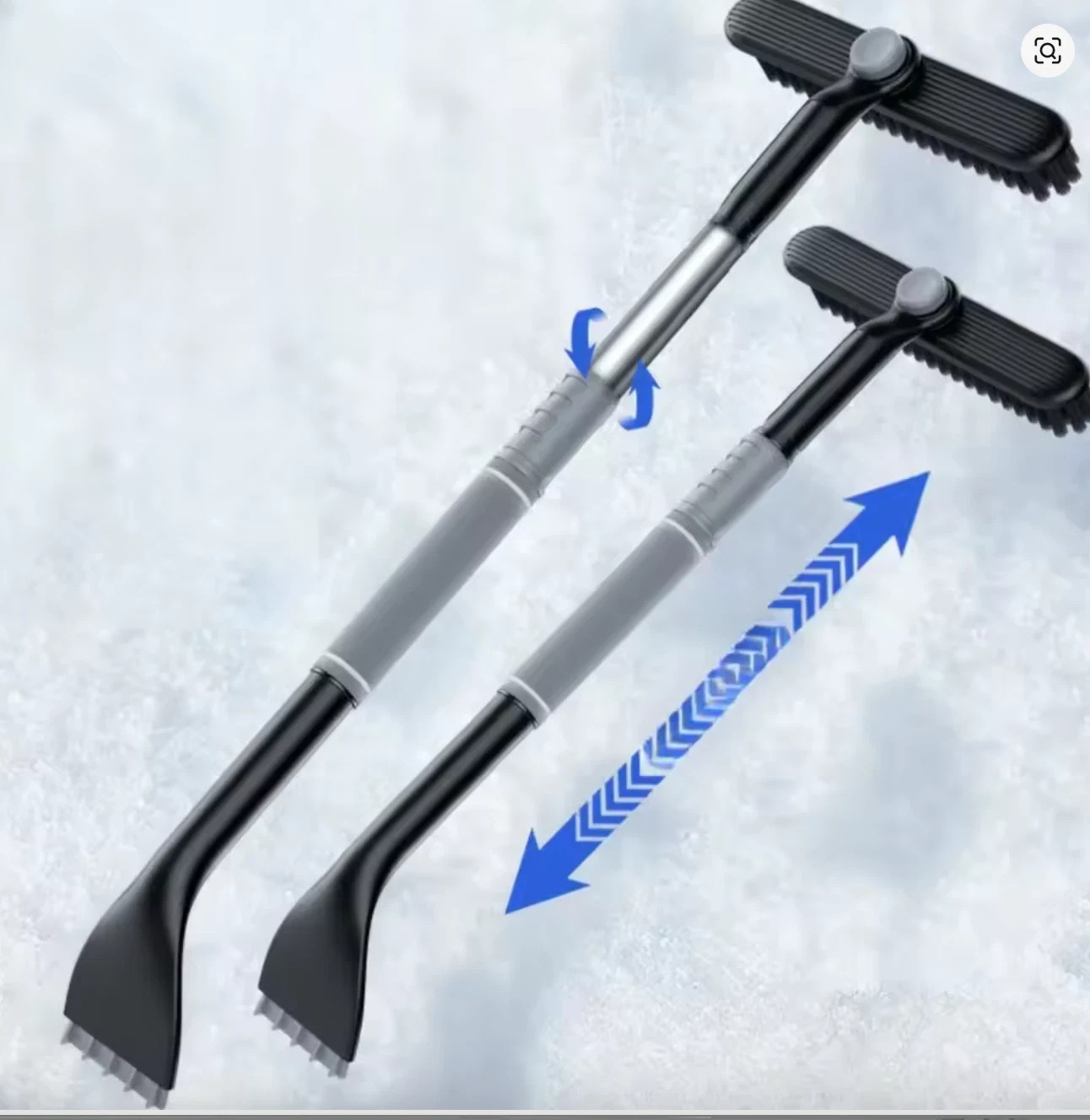 2 In 1 Ice Scraper Extendable Car Snow Brush Telescopic Auto Snow Removal Tool