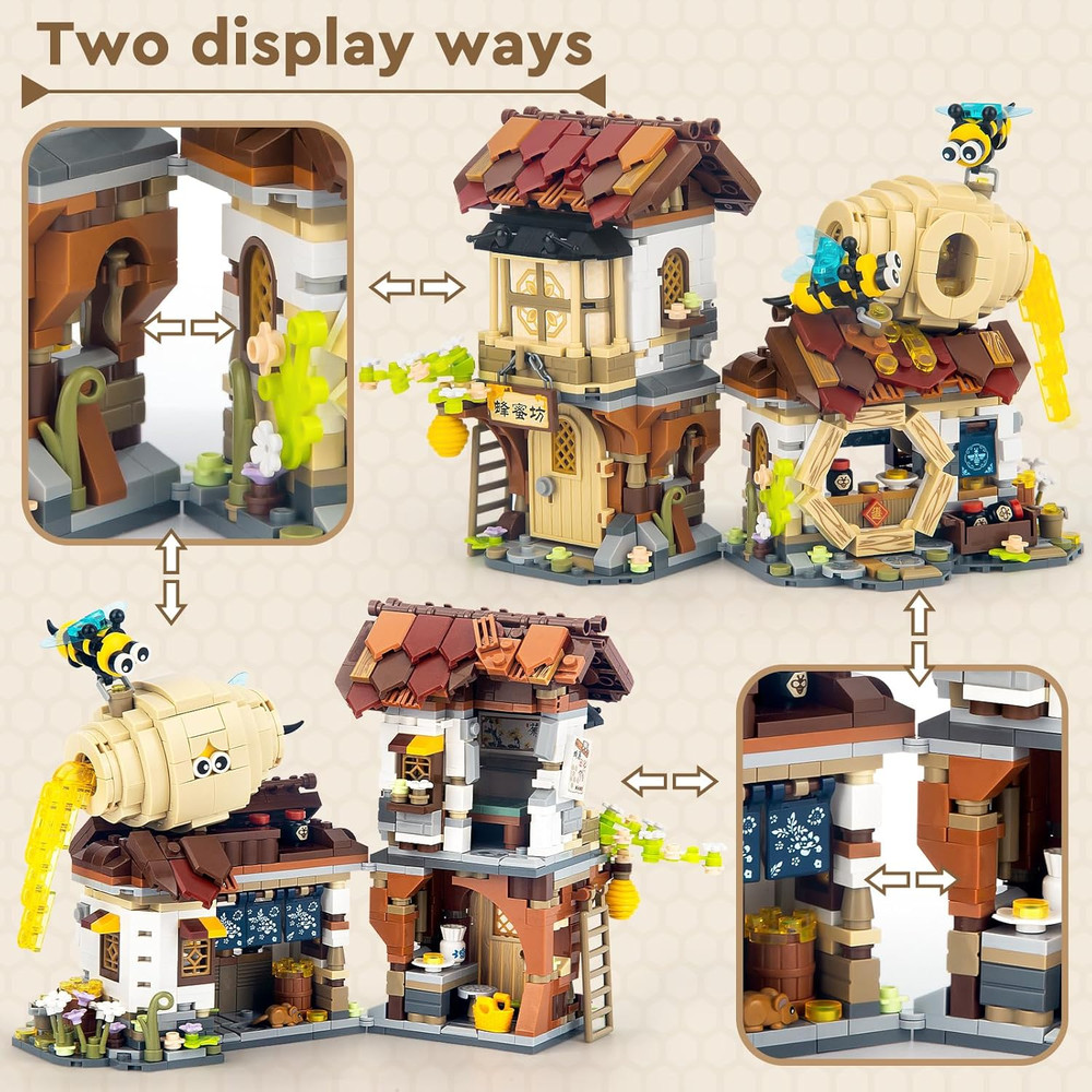 Honey Workshop Mini Building Set, MOC Creative DIY Simulation Architecture Toy,