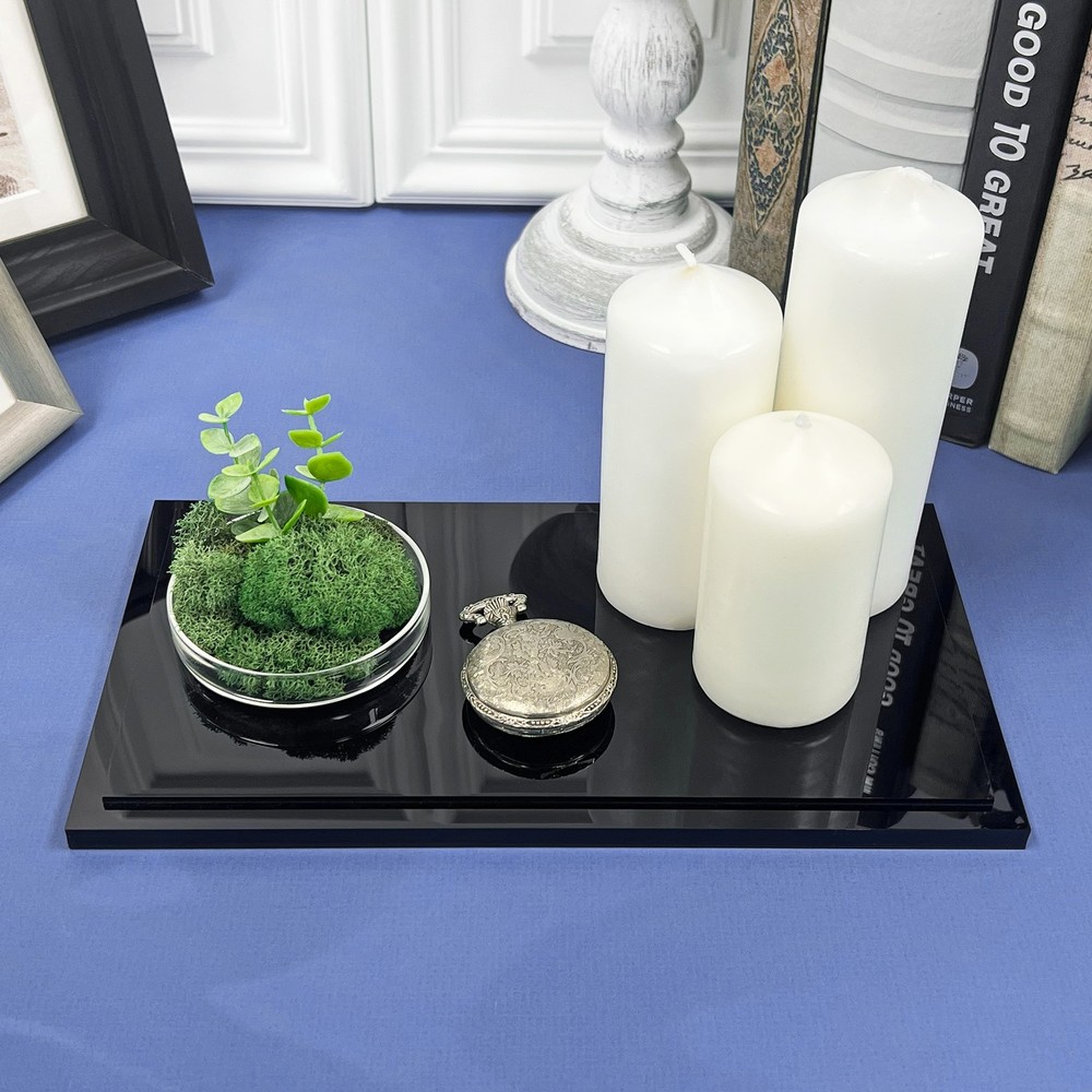 Plymor Black Acrylic Rectangular Display Base, 10.75" W x 5.75" D x 0.4375" H