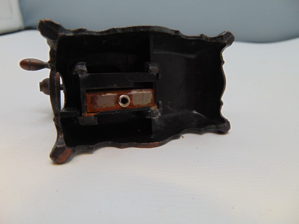 Vintage miniature Copper Sewing machine pencil Sharpener 2.5" x 2"
