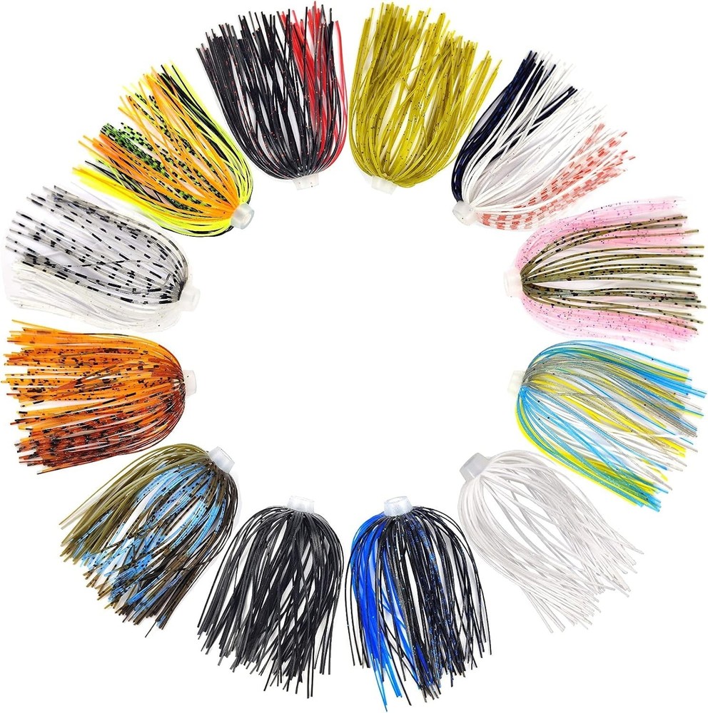 Fishing Silicone Skirts 12pcs Replacement for Spinnerbaits Buzzbaits Jigs