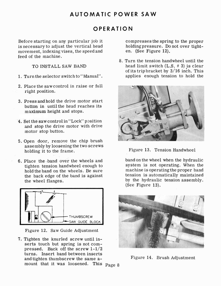 DoALL C70 Horizontal Automatic Power Bandsaw Instruction Manual #1147
