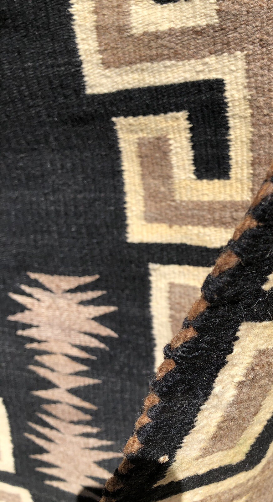 ANTIQUE NAVAJO WEAVING RUG NATURAL CHURRO WOOLS AUTHENTIC NATIVE c1930 62”x29”