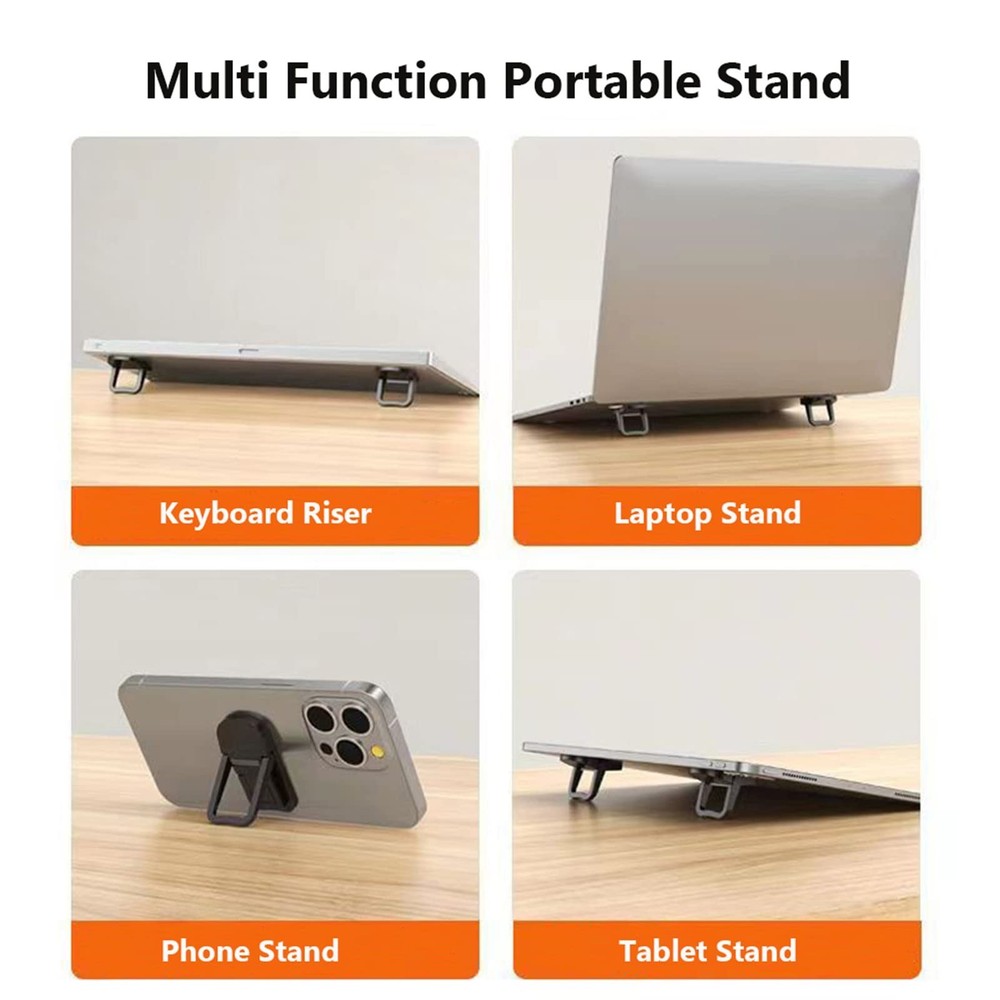 2PCS Zinc Alloy Mini Foldable Laptop Stand, Portable Computer Keyboard Riser ...