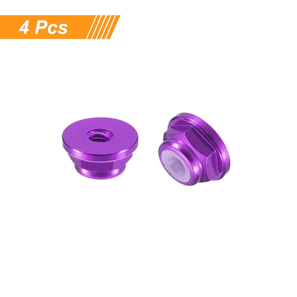 Nylon Insert Hex Lock Nuts, 4pcs - M2x0.4mm Self-Locking Nut(Purple)
