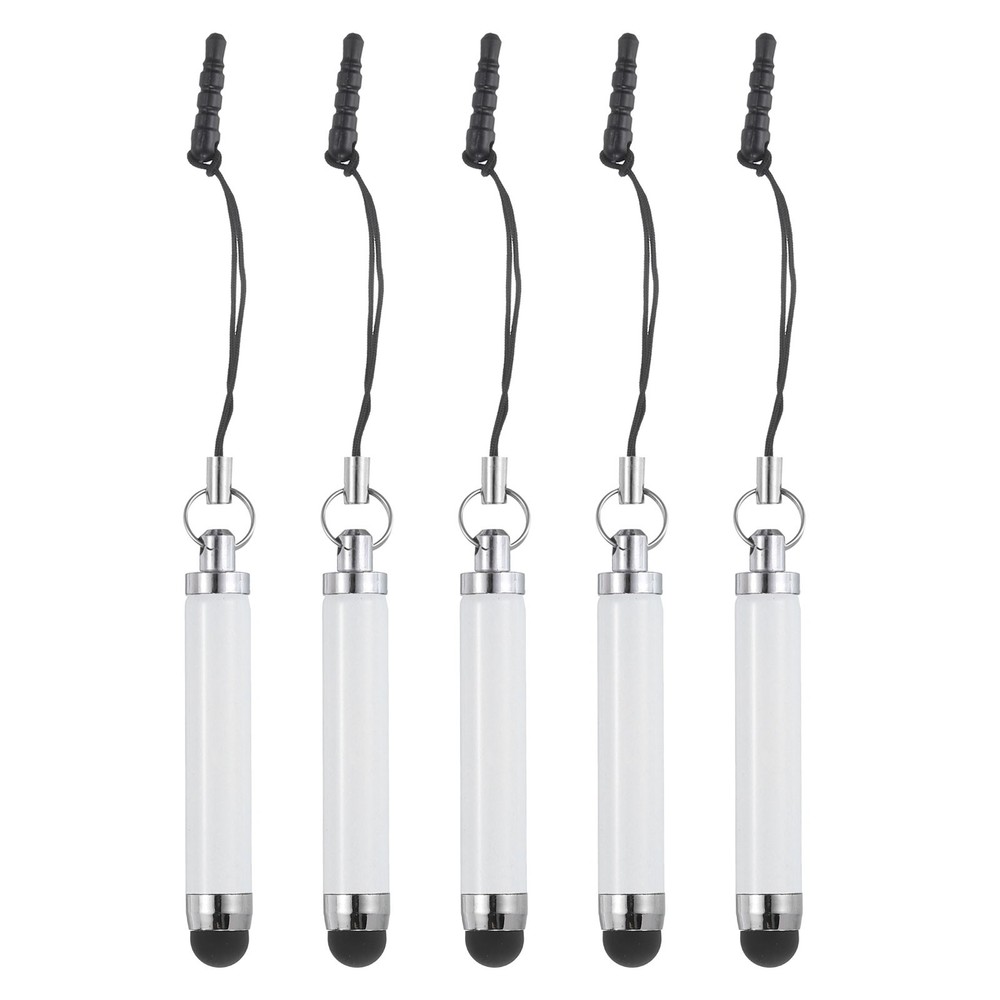 5pcs Metallic Stylus Pen Retractable Capacitive Pens, White