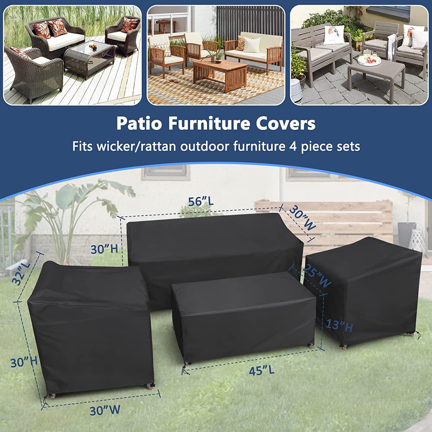 Patio Furniture Cover Waterproof Outdoor Sectional Sofa Set Covers Heavy Duty