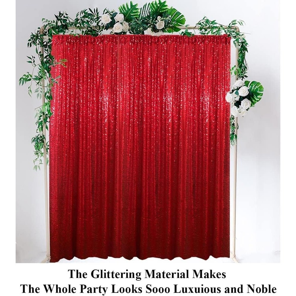 7FT x 4Ft Red Sequin Photo Backdrop Background