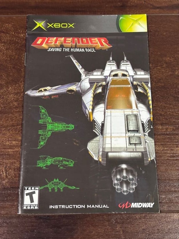 Defender Saving The Human Race XBOX Instruction Manual Only