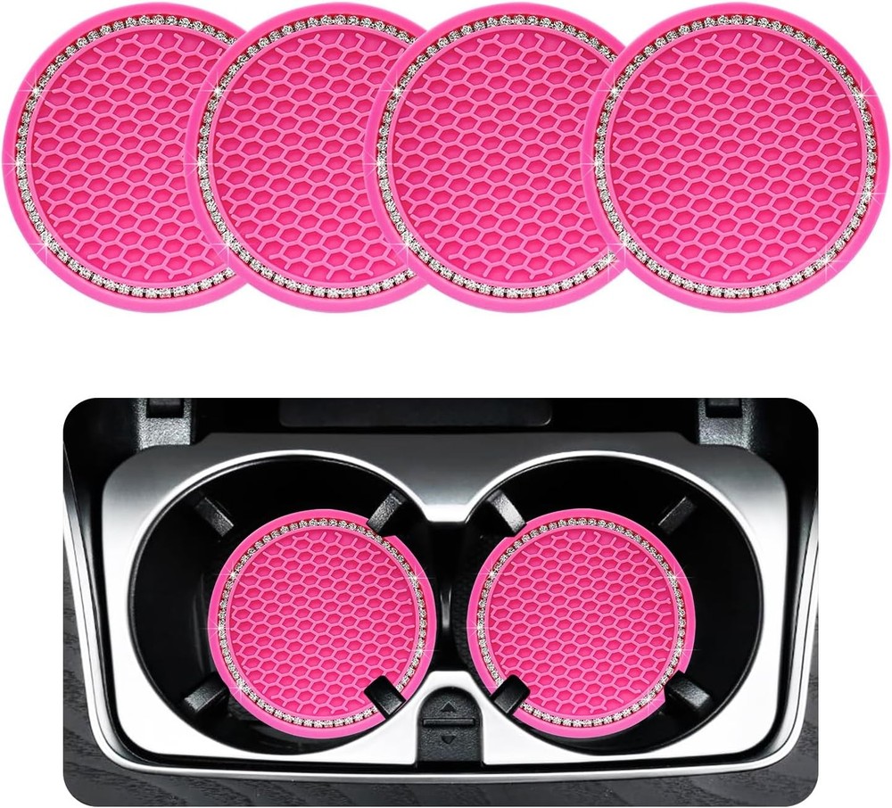 Bling Car Cup Coaster, Crystal Soft Rubber Cup Holder Insert