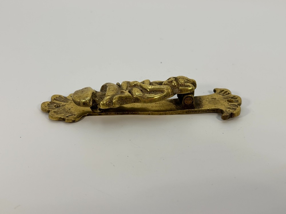 Antique Solid Brass Pixie Door Knocker English Folk Fairy Figural Hardware