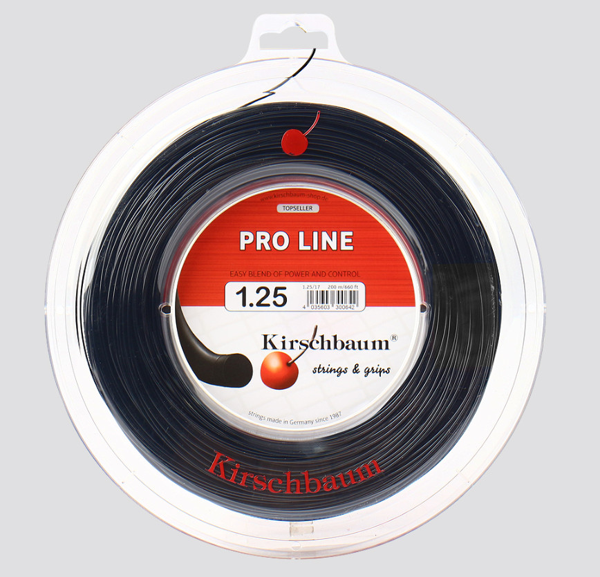 Kirschbaum Pro Line 1.20/1.25mm 200m Tennis String Racket Racquet Poly Black
