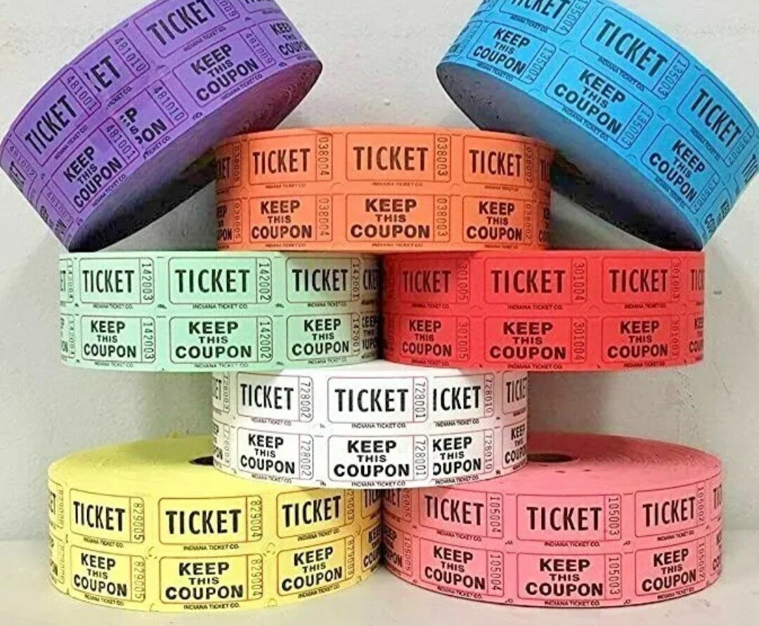 Raffle Tickets 50/50 Double Stub Split the Pot Carnival Fund Raiser Events FreeS